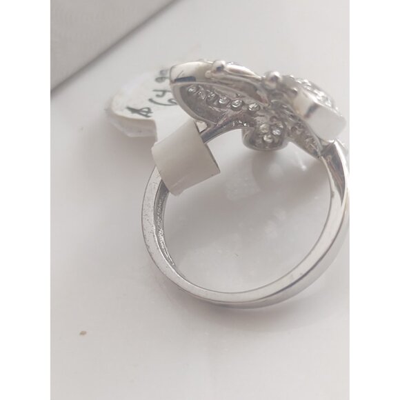 Italian Sterling Silver 925 Women's  Size 5 Cubic Zirconia Butterfly Ring NEW - Picture 7 of 10